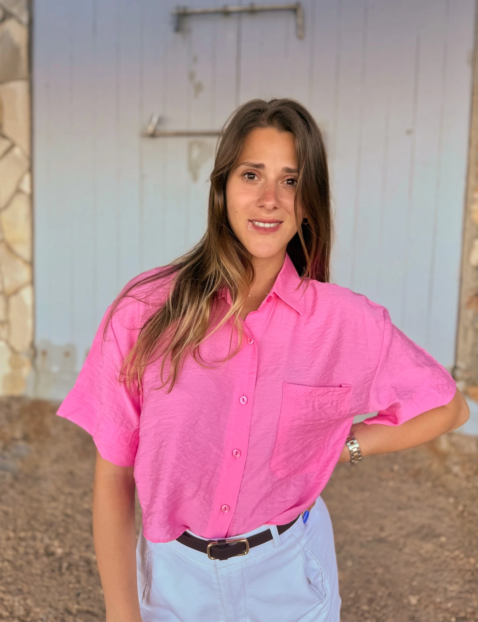 Camisa manga corta color rosa – photo 4